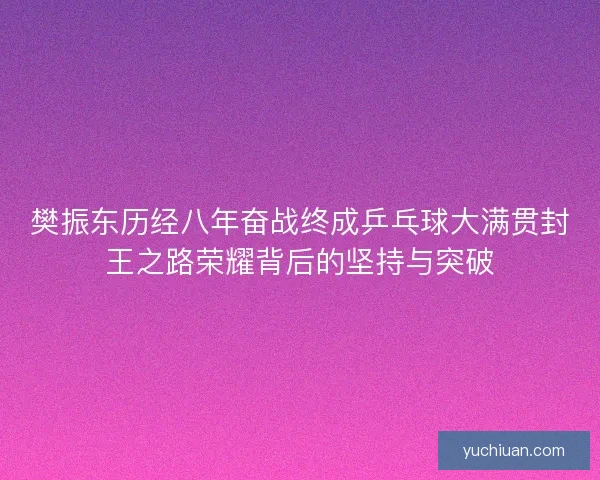 樊振东历经八年奋战终成乒乓球大满贯封王之路荣耀背后的坚持与突破